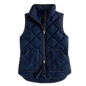 J.Crew Excursion Down Puffer Vest Navy Blue Quilted Zip Pocket Preppy Women’s XS